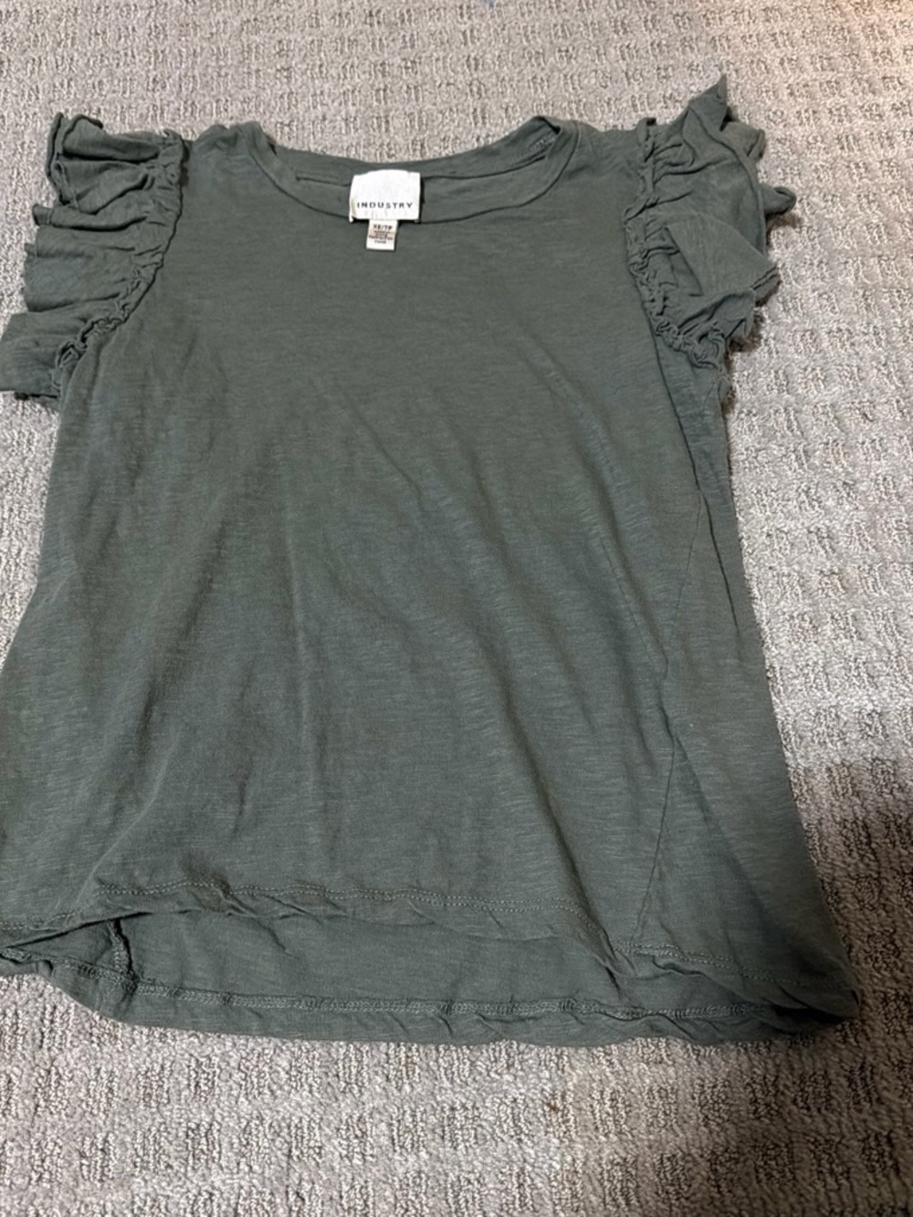 Women's Olive Ruffle Sleeve Tee by Industry